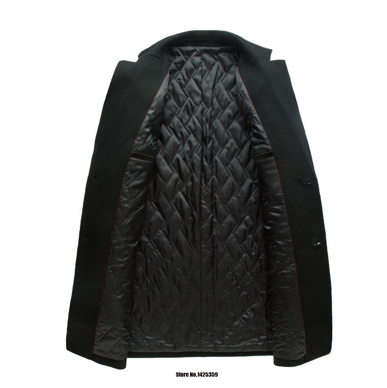 Mens Single Breasted Warmer Woolen Trench Coat