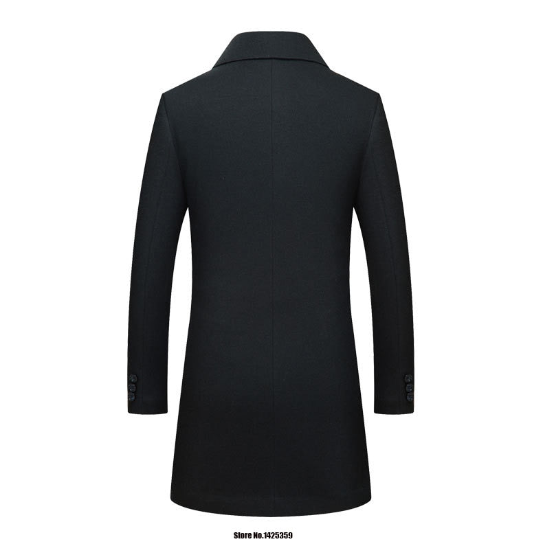 Mens Single Breasted Warmer Woolen Trench Coat
