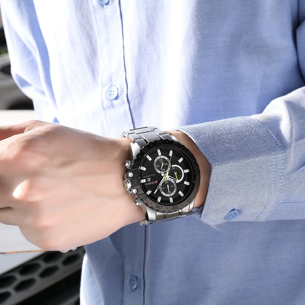 Stainless Still Mens Waterproof Sports Watch By CURREN