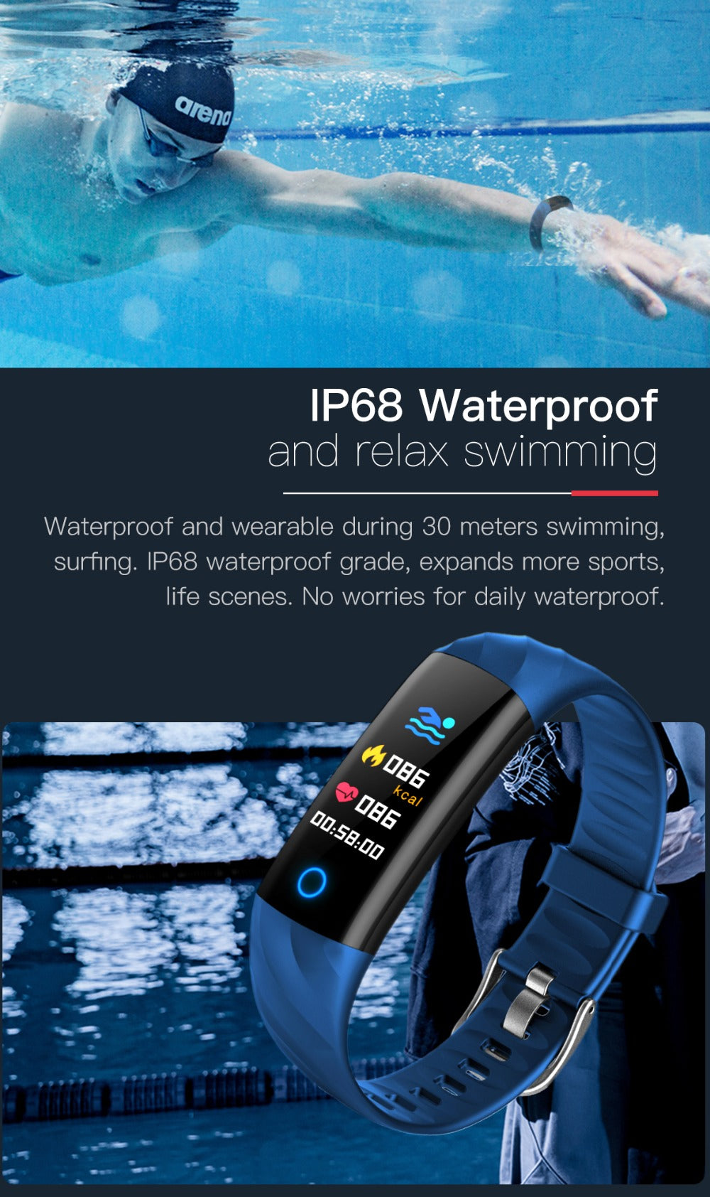Smart Fitness Tracker Wristband Watch
