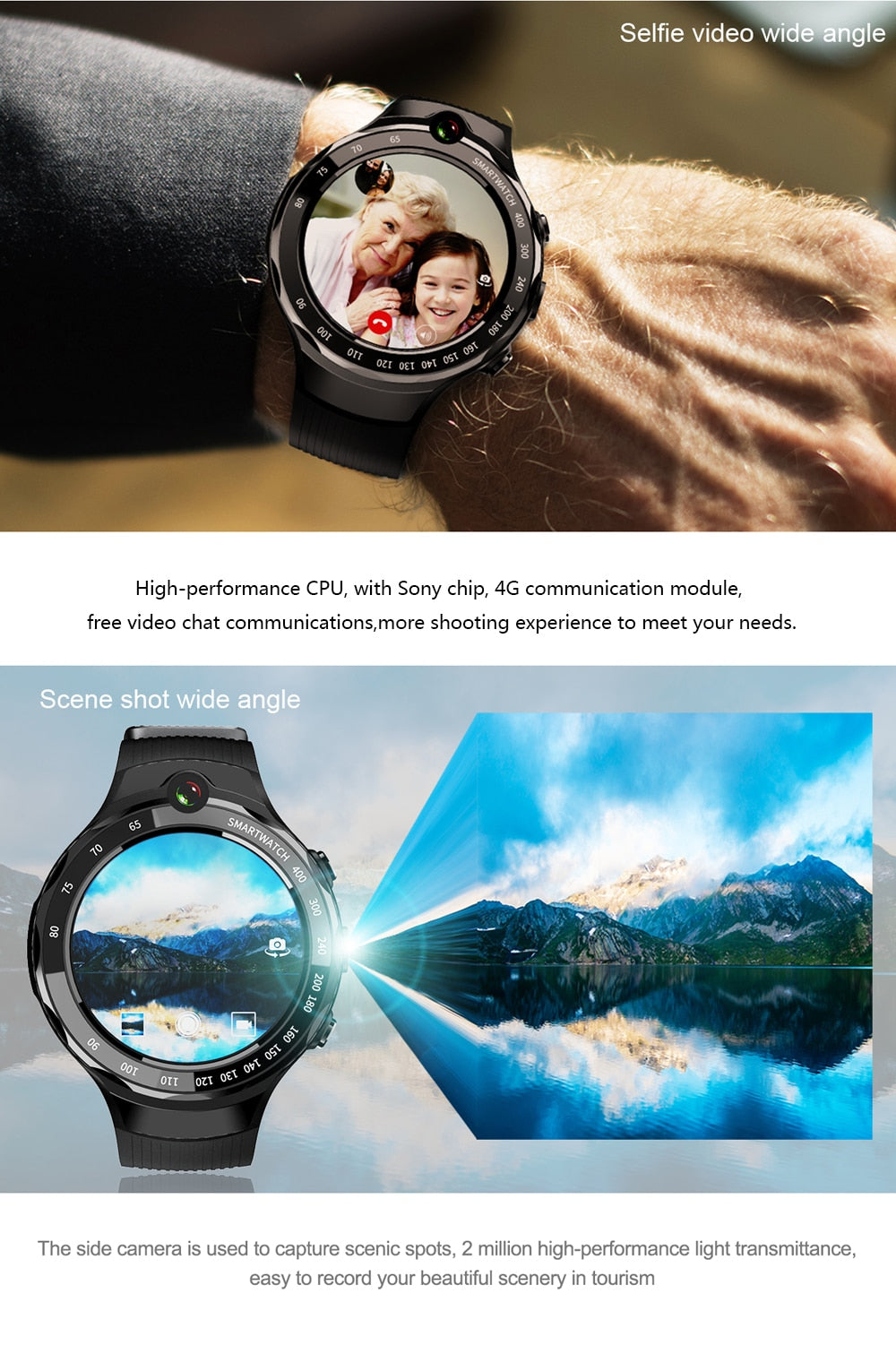 Intelligent Heart Rate Monitoring Smart Sports Watch With Dual Camera GPS & Nano Sim Wifi