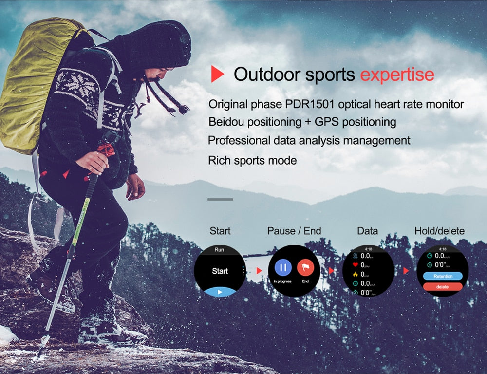Intelligent Heart Rate Monitoring Smart Sports Watch With Dual Camera GPS & Nano Sim Wifi