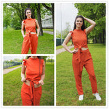 Elegant Full Set Outfit Jumpsuit With Orange Color