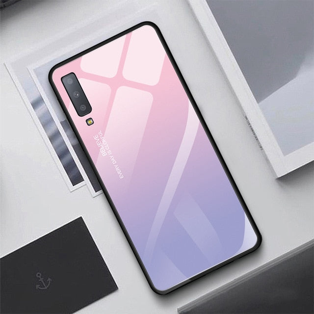 Scratch Resistant Luxury Tempered Glass Case For Samsung Galaxy S10 Plus S10e S9 S8 Note 8 9 J4 J6 Plus A7 2018 Starry Sky Protective Back Cover
