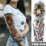 Large Arm Sleeve Tattoo Japanese Geisha Snake Waterproof Temporary Tatto Sticker Lotus Peacock Girl Tatoo Body Art Women
