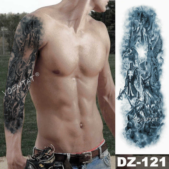 Large Arm Sleeve Tattoo Angel Wings Pigeon Jesus Waterproof Temporary Tattoo Sticker Holy Holiness Men Full Skull Totem Tattoo