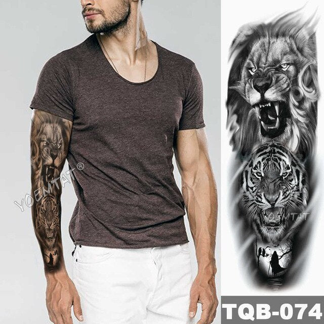 Large Arm Sleeve Tattoo Angel Wings Pigeon Jesus Waterproof Temporary Tattoo Sticker Holy Holiness Men Full Skull Totem Tattoo