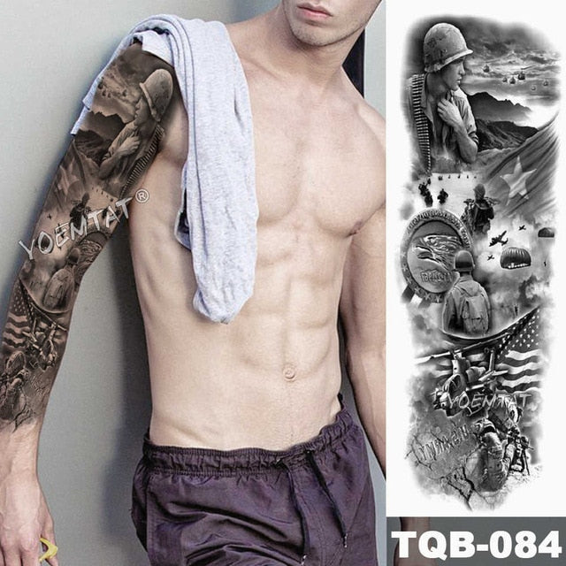 Large Arm Sleeve Tattoo Angel Wings Pigeon Jesus Waterproof Temporary Tattoo Sticker Holy Holiness Men Full Skull Totem Tattoo