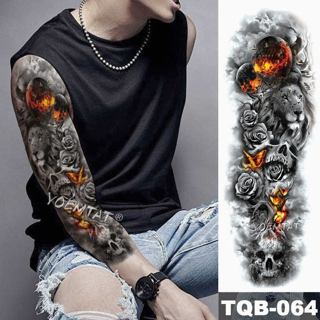 Large Arm Sleeve Tattoo Angel Wings Pigeon Jesus Waterproof Temporary Tattoo Sticker Holy Holiness Men Full Skull Totem Tattoo