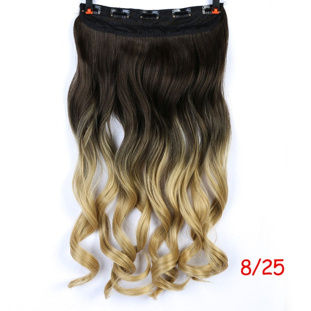 SHANGKE 28''  Long Synthetic Hair Clip In Hair Extension Heat Resistant Hairpiece Natural Wavy Hair Piece