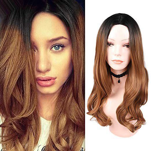 Black Ash Light Brown Blonde Synthetic Wig Body Wave Middle Part Heat Resistant Fiber For Black Women Cosplay Long Wig