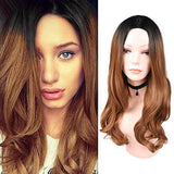 Black Ash Light Brown Blonde Synthetic Wig Body Wave Middle Part Heat Resistant Fiber For Black Women Cosplay Long Wig