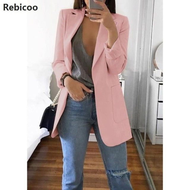 New Women Long Sleeve Turn Down Collar Outwear Jacket Wool Blend Coat Casual Autumn Winter Elegant Overcoat Loose Plus Size