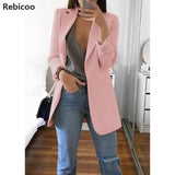 New Women Long Sleeve Turn Down Collar Outwear Jacket Wool Blend Coat Casual Autumn Winter Elegant Overcoat Loose Plus Size