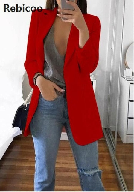New Women Long Sleeve Turn Down Collar Outwear Jacket Wool Blend Coat Casual Autumn Winter Elegant Overcoat Loose Plus Size