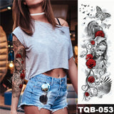 Large Arm Sleeve Tattoo Japanese Geisha Snake Waterproof Temporary Tatto Sticker Lotus Peacock Girl Tatoo Body Art Women