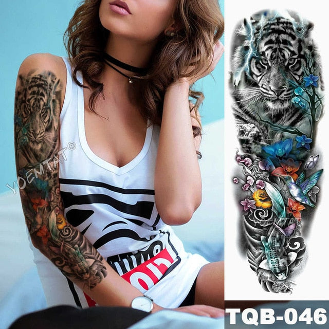 Large Arm Sleeve Tattoo Angel Wings Pigeon Jesus Waterproof Temporary Tattoo Sticker Holy Holiness Men Full Skull Totem Tattoo