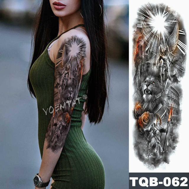 Large Arm Sleeve Tattoo Angel Wings Pigeon Jesus Waterproof Temporary Tattoo Sticker Holy Holiness Men Full Skull Totem Tattoo