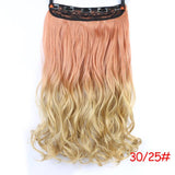 MUMUPI Clip In Hair Extension Ombre 24 Inches Blonde Black Full Head Synthetic Natural Curly Wavy Hairpiece Hair Pieces Headwear