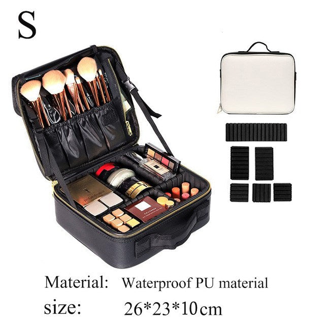 LHLYSGS Brand Cosmetic Case Suitcases Multi storey Large Professional Makeup Bag Women Beauty Storage Organizer Cosmetic Bag