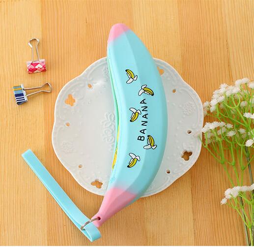 Banana Designed Silicone Pencil And Pen Bags Storage For Kids Study Stationary