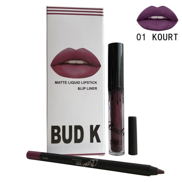 Waterproof Long Lasting Lips Liner And Liquid Matte Lipstick
