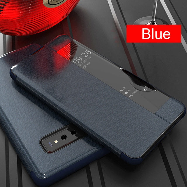 Smart View Window Flip Leather Cover Case For Samsung Galaxy S10 S9 S8 J4 J6 Plus s7 edge Note 8 Note9 A6 A7 A9 2018 Case Fundas