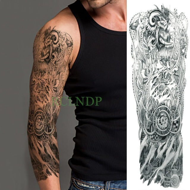 Waterproof Temporary Tattoo Sticker eye clock bird Pagoda full arm large size fake tatto flash tatoo sleeve tato for men women