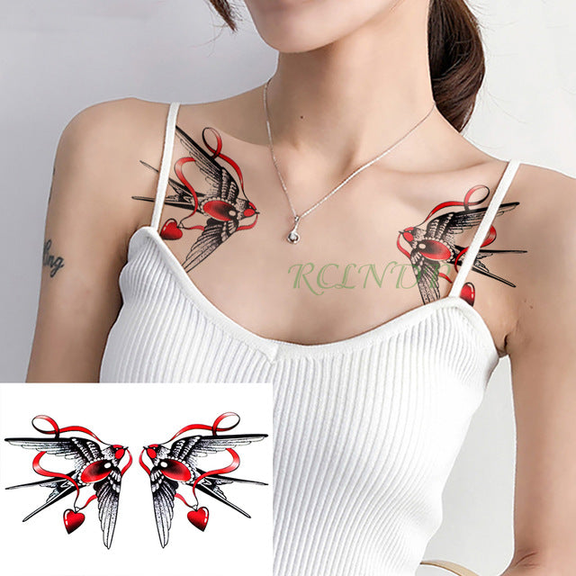 Waterproof Temporary Tattoo Sticker Bird Flower Rose fake tatto Cool flash tatoo tatouage temporaire body art for girl women men