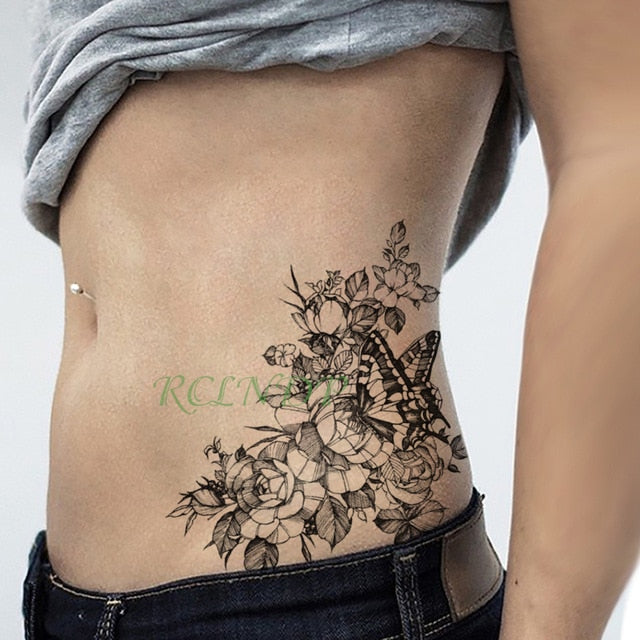 Waterproof Temporary Tattoo Sticker Bird Flower Rose fake tatto Cool flash tatoo tatouage temporaire body art for girl women men