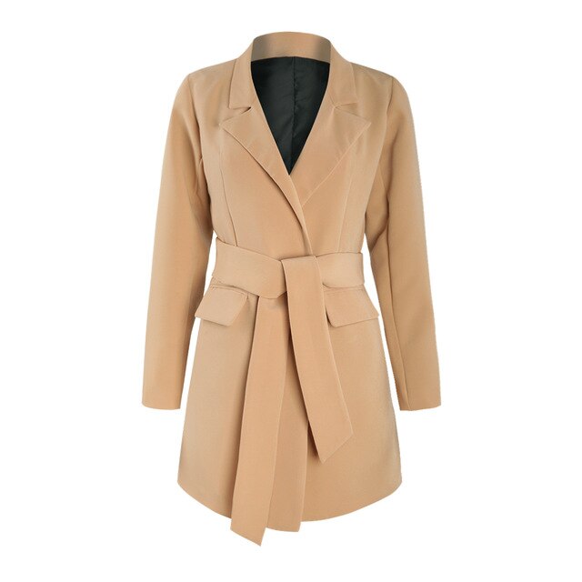 Gorgiouse  Commute Camel Suit Collar With A Dark Buckle Belt Fashion Women's Slim Suit Jacket