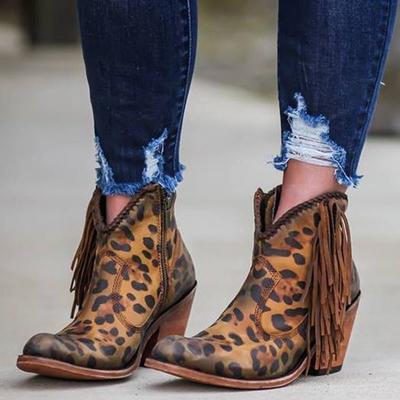 Leopard Slip-on  Deep  V Style High Heel Lady Shoe