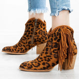 Leopard Print Latex Insole Slip-on  Comfortable Chelsie Boot Ladies Sring To Winter