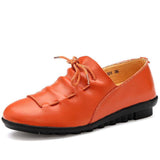 Spring To Winter Girls Pure Leather Lace Up Pleated Flat Rubber High Street Shoe