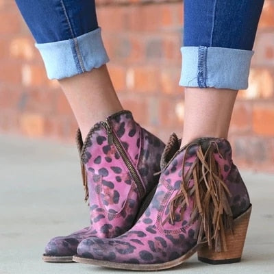 Leopard Slip-on  Deep  V Style High Heel Lady Shoe
