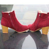 Ladies Solid Martin Suede Ankle Boot