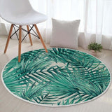 Silstar Tex Tropical Leaves Carpets Green Cotton Round Rug Living Room Carpet Home Decoration Kid's Play Mat Diameter 90cm|Rug