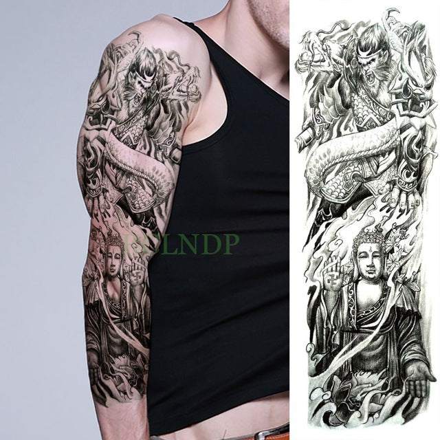 Waterproof Temporary Tattoo Sticker eye clock bird Pagoda full arm large size fake tatto flash tatoo sleeve tato for men women