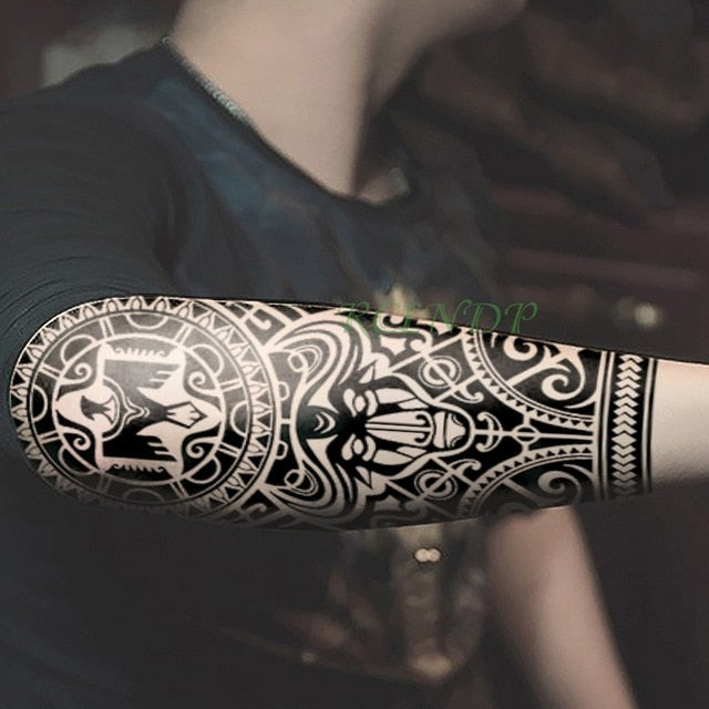 Waterproof Temporary Tattoo Sticker Tribal totem band Fake Tatto Personality Flash Tatoo Waist Arm Foot Tato for Girl Women Men