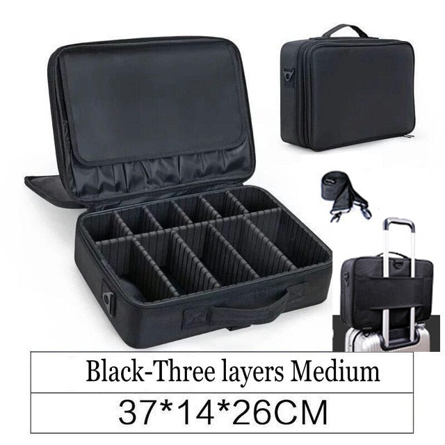 LHLYSGS Brand Cosmetic Case Suitcases Multi storey Large Professional Makeup Bag Women Beauty Storage Organizer Cosmetic Bag