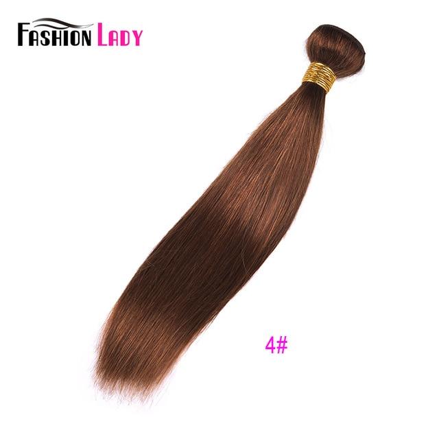FASHION LADY Pre Colored One Piece Brazilian Straight Hair 100% Human Hair Weave #4 Medium Brown Human Hair Bundles Non Remy