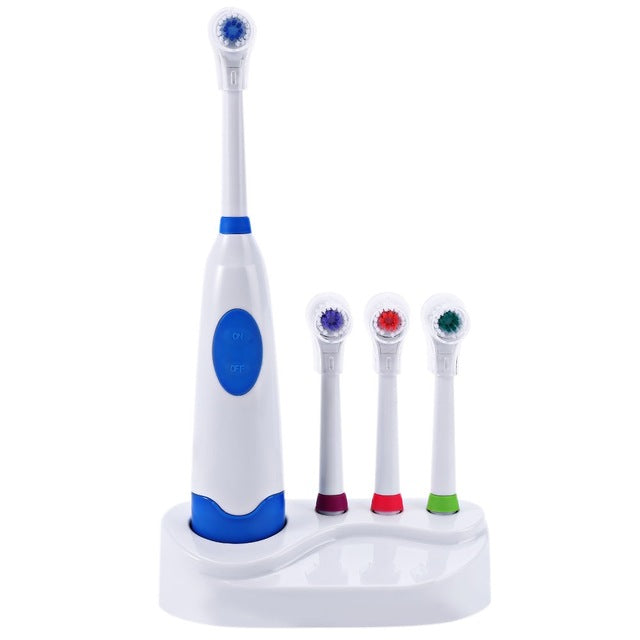 1 Set New Design Battery Operated Electric Toothbrush Waterproof Dental Care Revolving Toothbrush Heads + 3 Nozzles Oral Hygiene