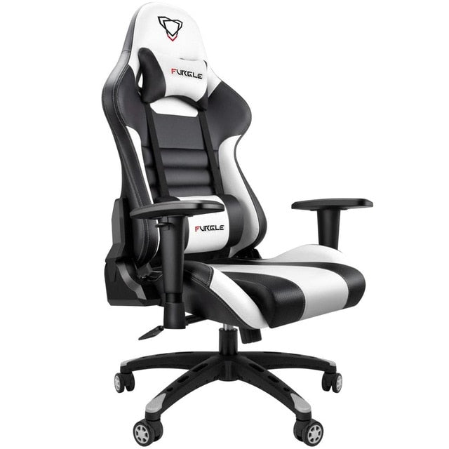 Furgle Body Huging Design Office Seat Gaming Chair White WCG Gaming Chair Engineering Nylon base Computer Chair with PU Leather|Office Chairs