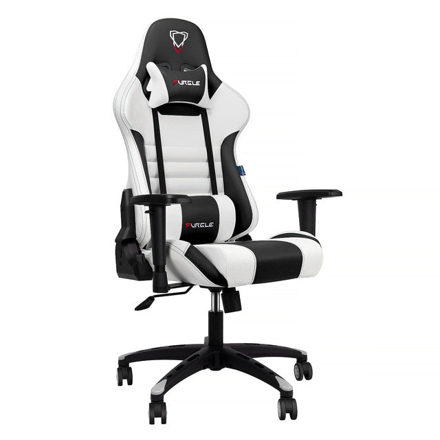Furgle Body Huging Design Office Seat Gaming Chair White WCG Gaming Chair Engineering Nylon base Computer Chair with PU Leather|Office Chairs