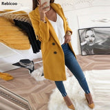 New Women Long Sleeve Turn Down Collar Outwear Jacket Wool Blend Coat Casual Autumn Winter Elegant Overcoat Loose Plus Size