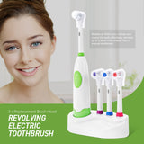 1 Set New Design Battery Operated Electric Toothbrush Waterproof Dental Care Revolving Toothbrush Heads + 3 Nozzles Oral Hygiene