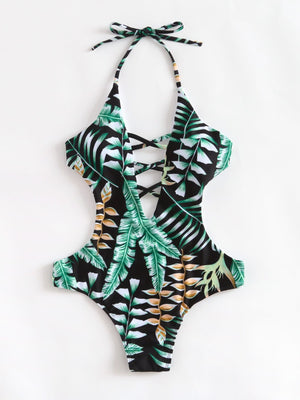 Tropical Plunge Neckline Monokini