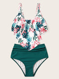 Tropical Float Top With Ruched Bikini