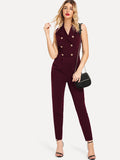 Double Button Pleated Jumpsuit