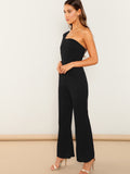 One Shoulder Flared Jumpsuit